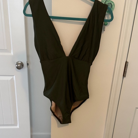 J. Crew Dark Green Women's One Piece Swimsuit - Picture 1 of 2